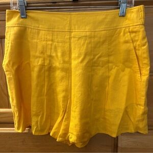 Express Bright Yellow Pleated Front Flowing Linen Shorts Size Medium